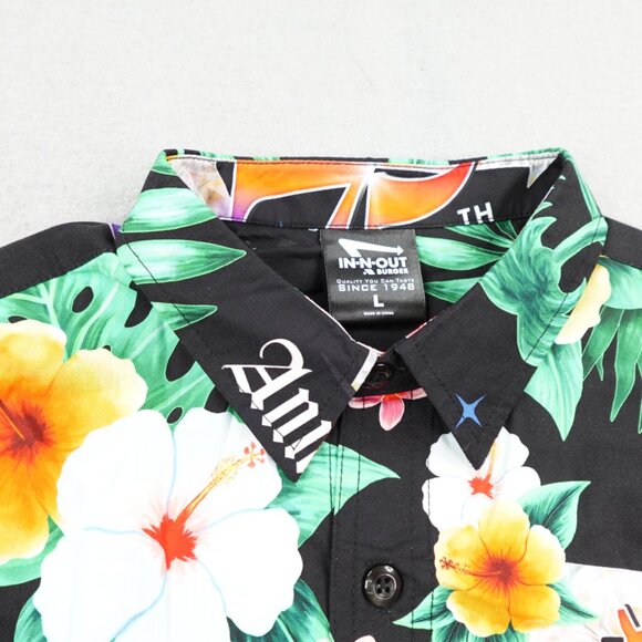 Inn n Out Burger Shirt Mens Large Green Hawaiian 75th Anniversary Button Up NEW - Picture 2 of 10